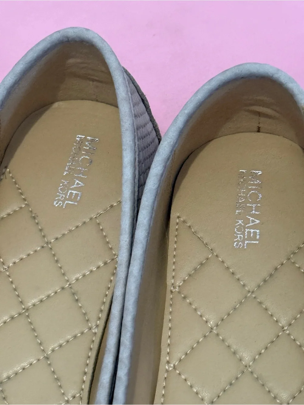 Michael Kors White Quilted MK Logo Slip-On Flats
